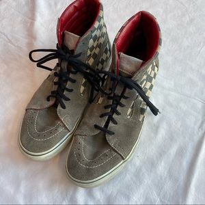 Vans Grey Checkered High Top Sneakers, 9